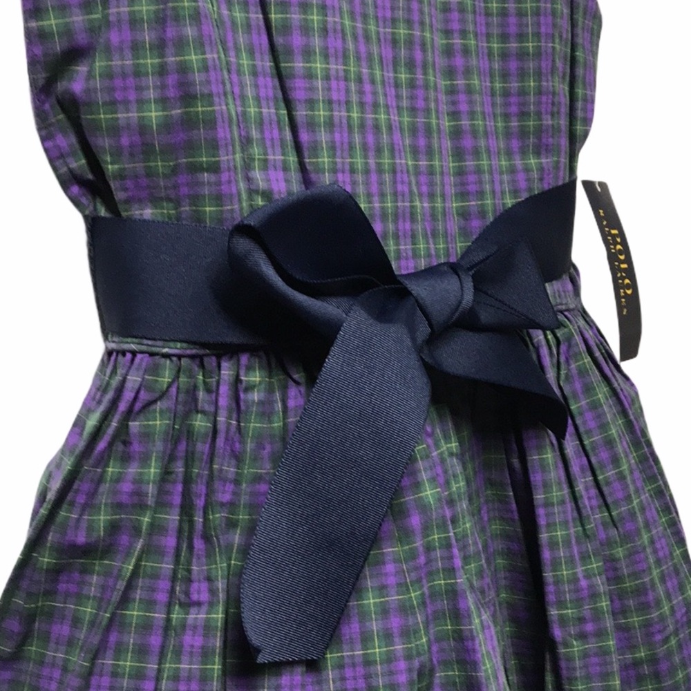 SOLD POLO RALPH LAUREN Girls’ Plaid Purple/Green Dress - Picture 4 of 10